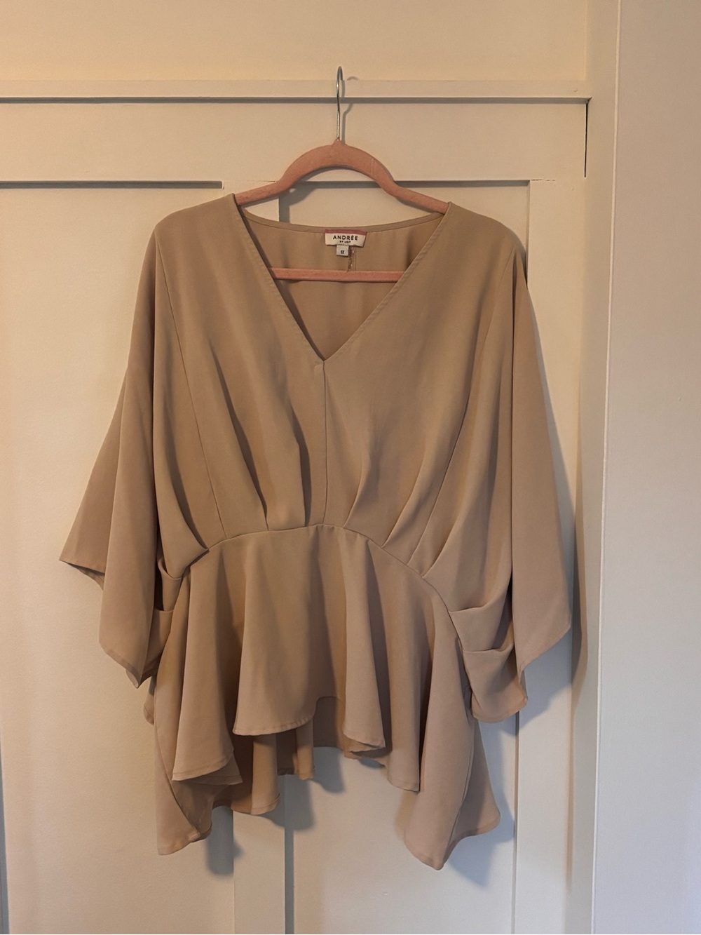 Andrée by Unit Cream Peplum Top | Flowy Boutique Blouse | 1X